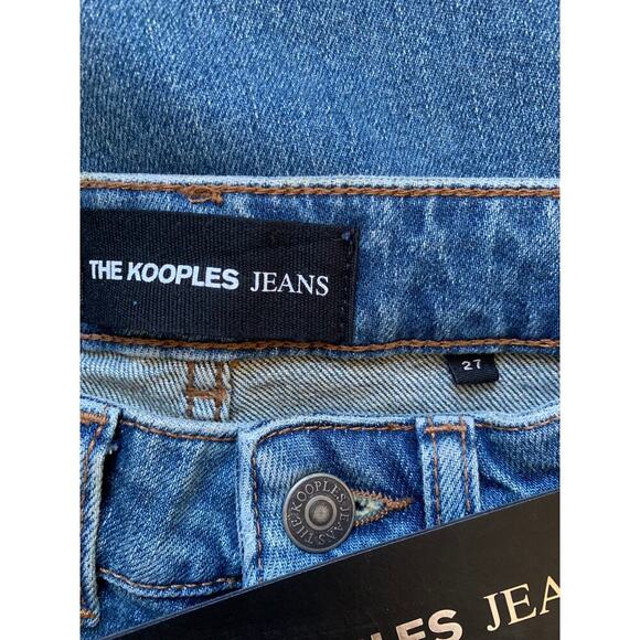 The Kooples Jeans in Blue Denim Size 27 Button Fly Skinny Leg Whiskered Pockets - Picture 7 of 8